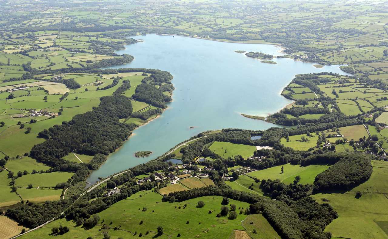 2C45BB2 aerial view of Carsington Water reservoir